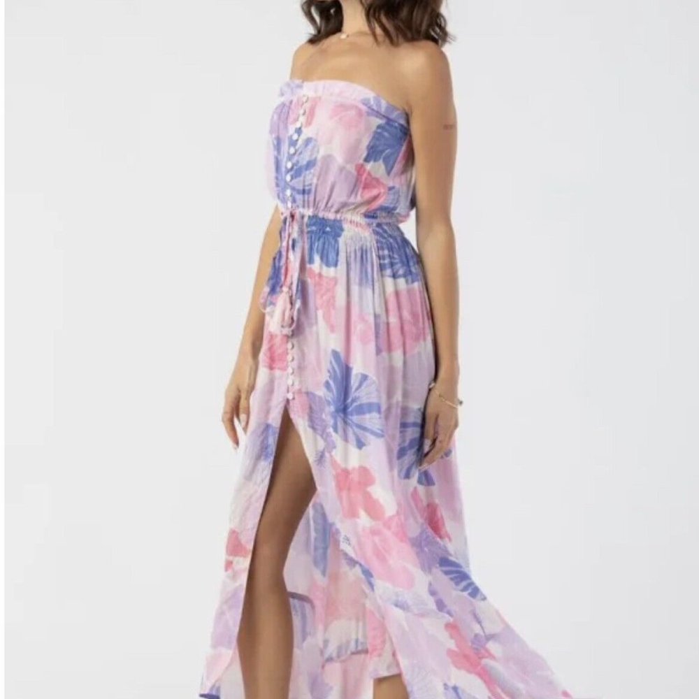 Tiare Hawaii Pink and Blue Floral Swim Coverup